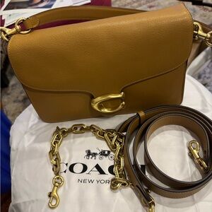 Coach Chain Tabby Medium Leather Shoulder Bag - Honey Brown